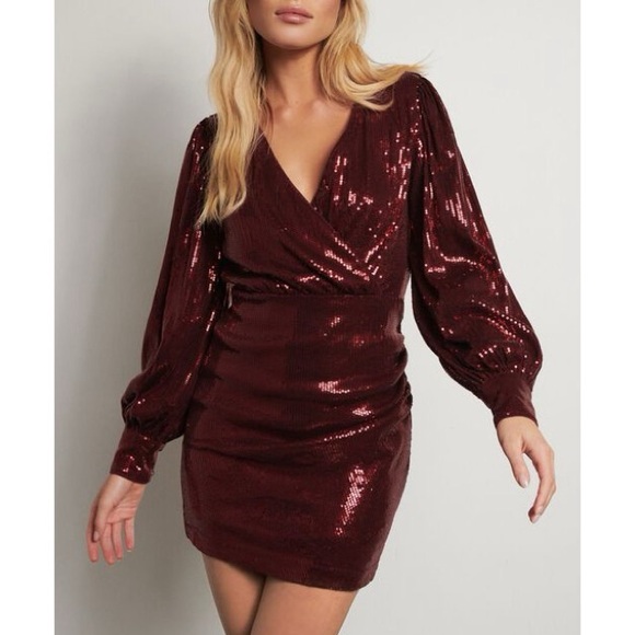 Dynamite Sequin Wrap Dress - Picture 2 of 8